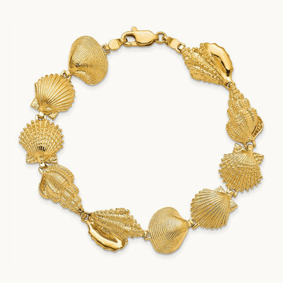 Assorted Shell Link Bracelet, 14K