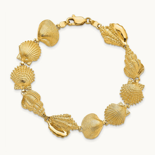 Assorted Shell Link Bracelet, 14K