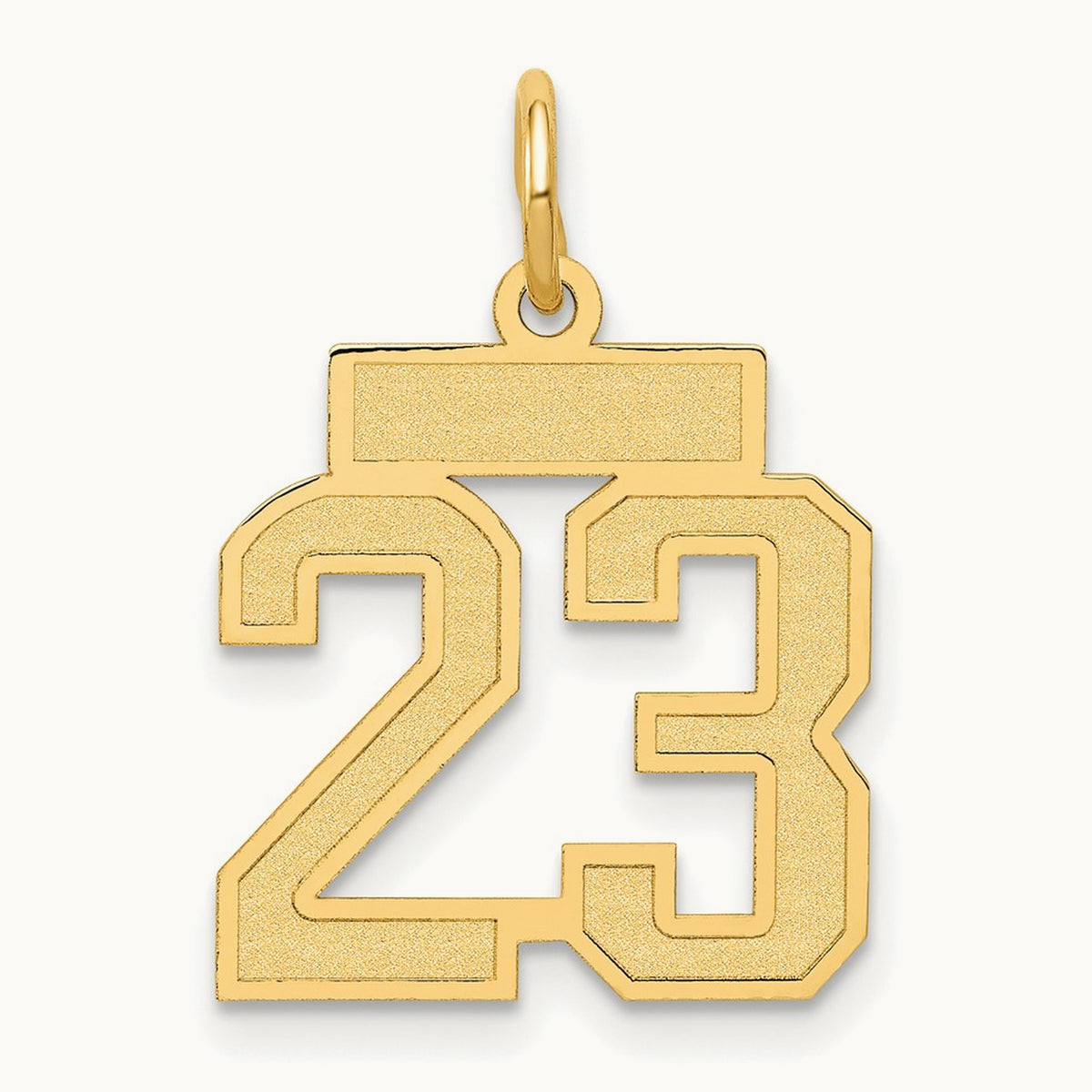 Small Satin Number 23 Charm, 14K