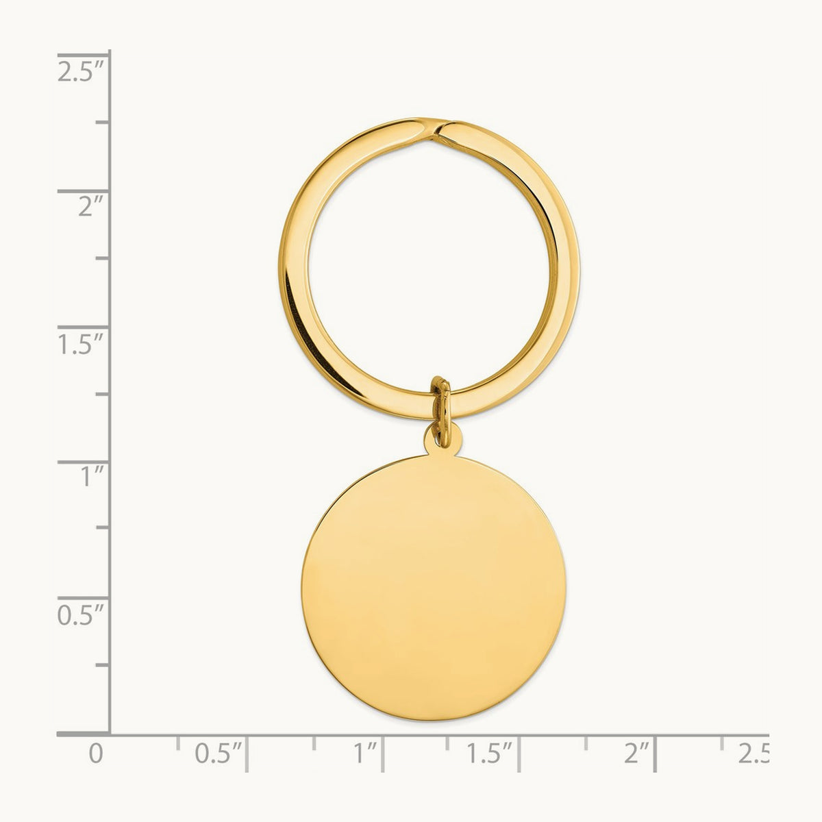 Round High Polished Disc Key Ring, 14K