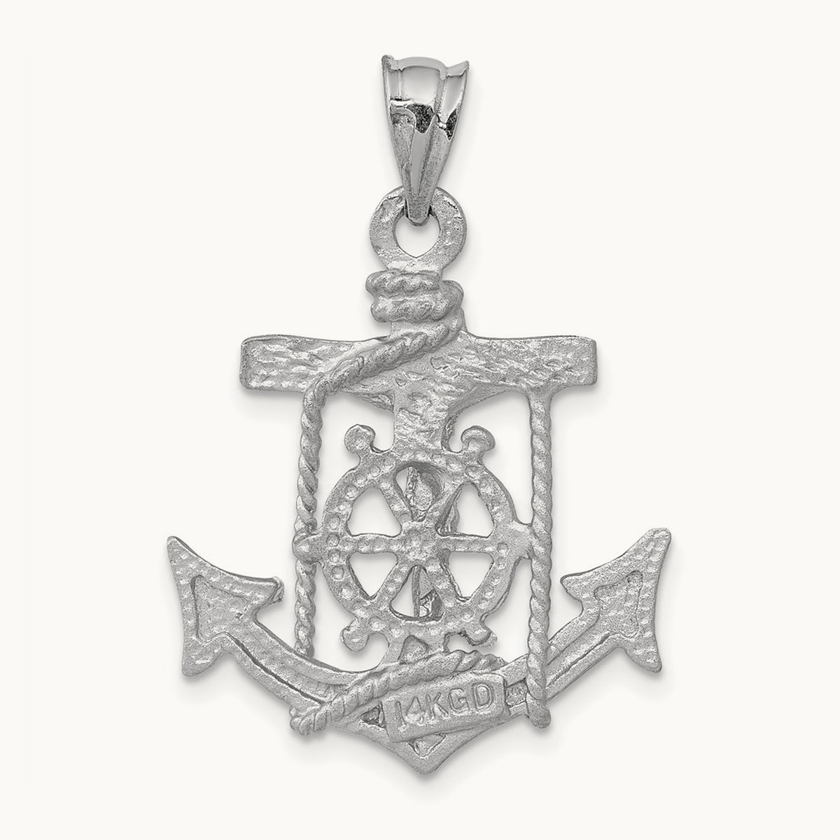 Mariners Crucifix Pendant — 14K White Gold, 31mm