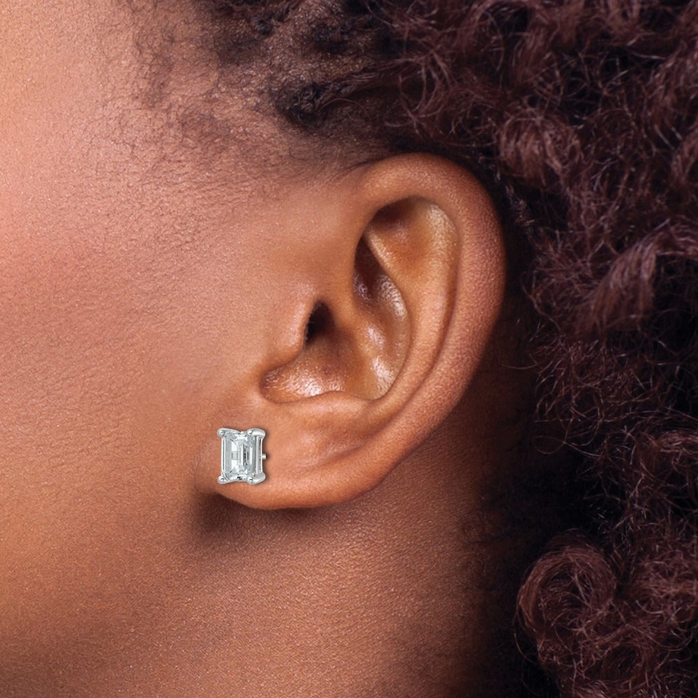 Emerald Four-Prong Stud Earrings, 0.50-6.00 ct tw Lab-Grown Diamond — 3 ct, 14K White Gold