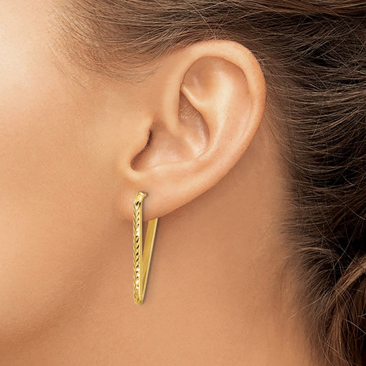 Polished and Diamond-cut Triangle Post Earrings — 10K Yellow Gold
