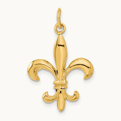 Solid Fleur de Lis 3-D Charm, 14K
