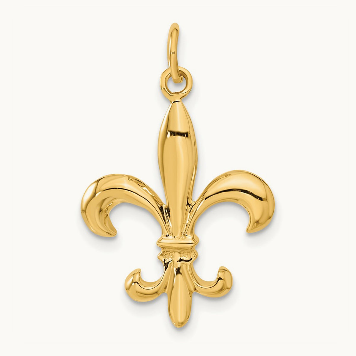 Solid Fleur de Lis 3-D Charm, 14K