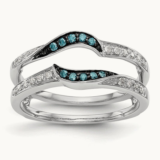 Blue and White Diamond Guard w/ Black Rhodium, 14K White Gold