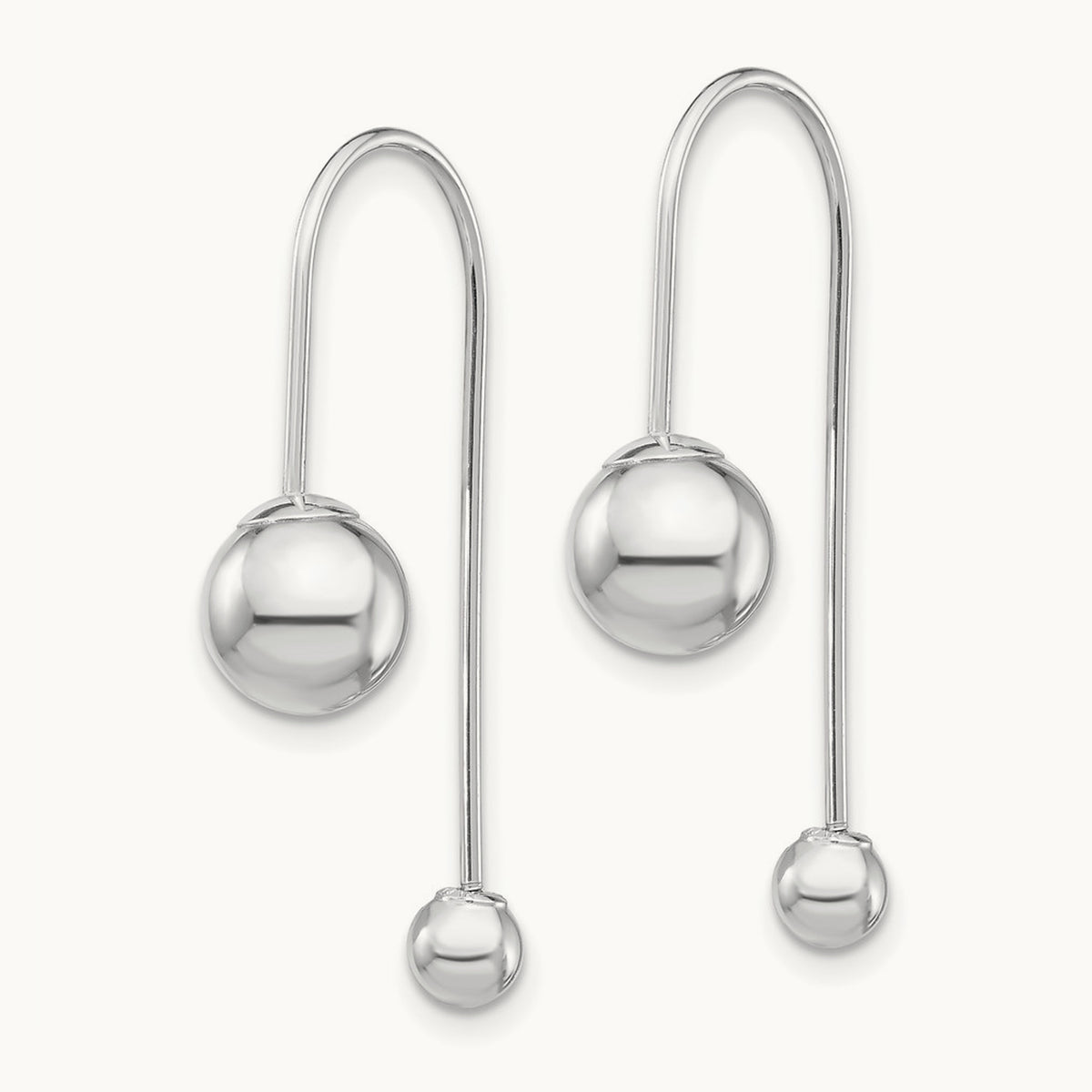 Bead w/Screw End Threader Earrings, 14K White Gold