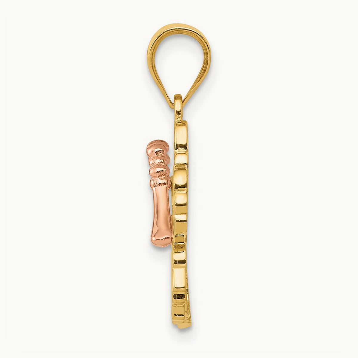 Hibiscus Flower Pendant, 14K Yellow with Rose Gold