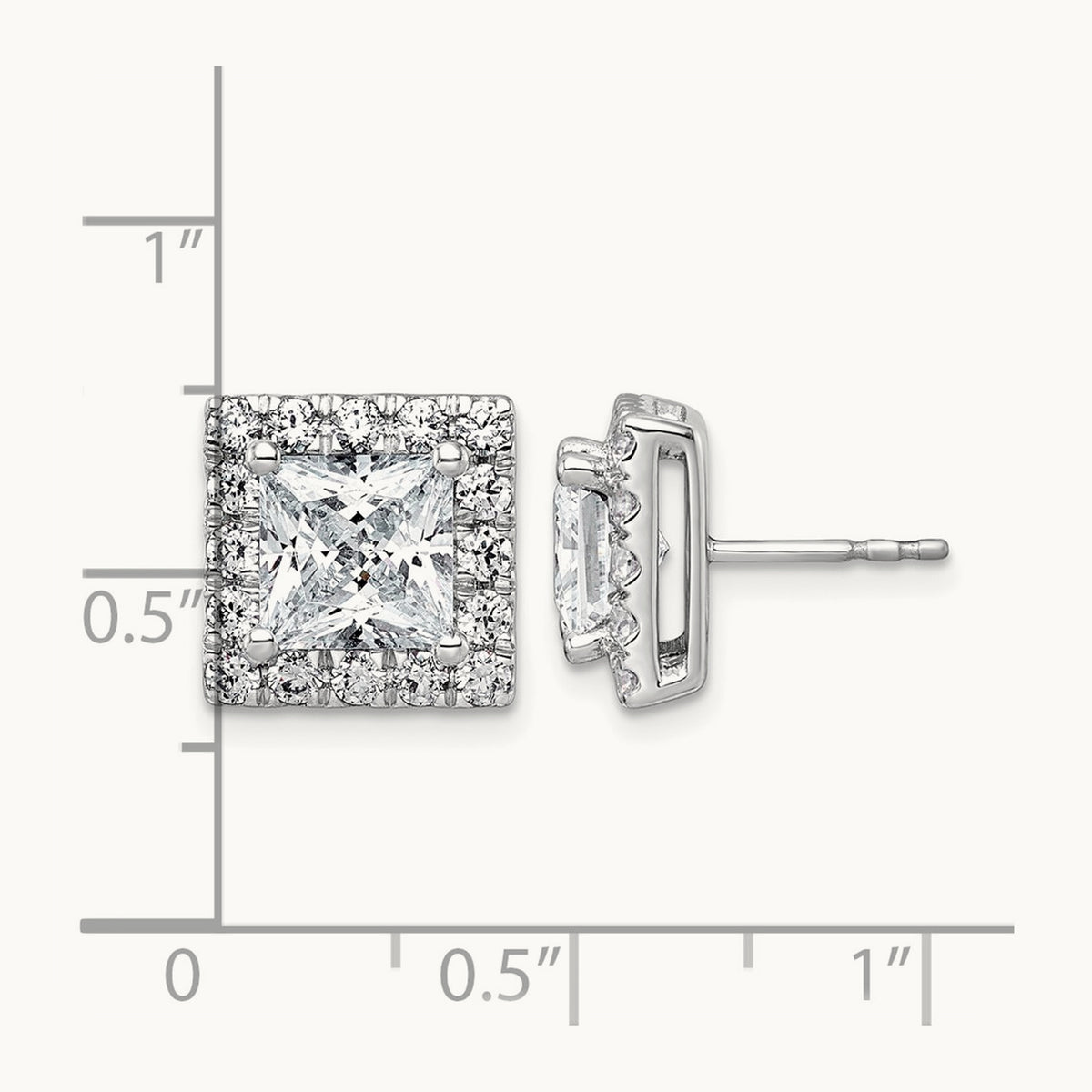 Princess Halo Post Earrings, 0.50-7.50 ct tw Lab-Grown Diamond — 5 ct, 14K White Gold