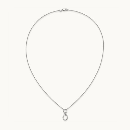 Diamond Ovals 18 inch Necklace, 14K White Gold