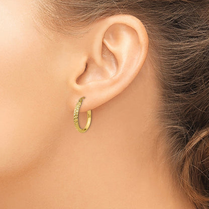 Knife Edge Diamond-cut Hollow Hoop Earrings — 2.5x20mm