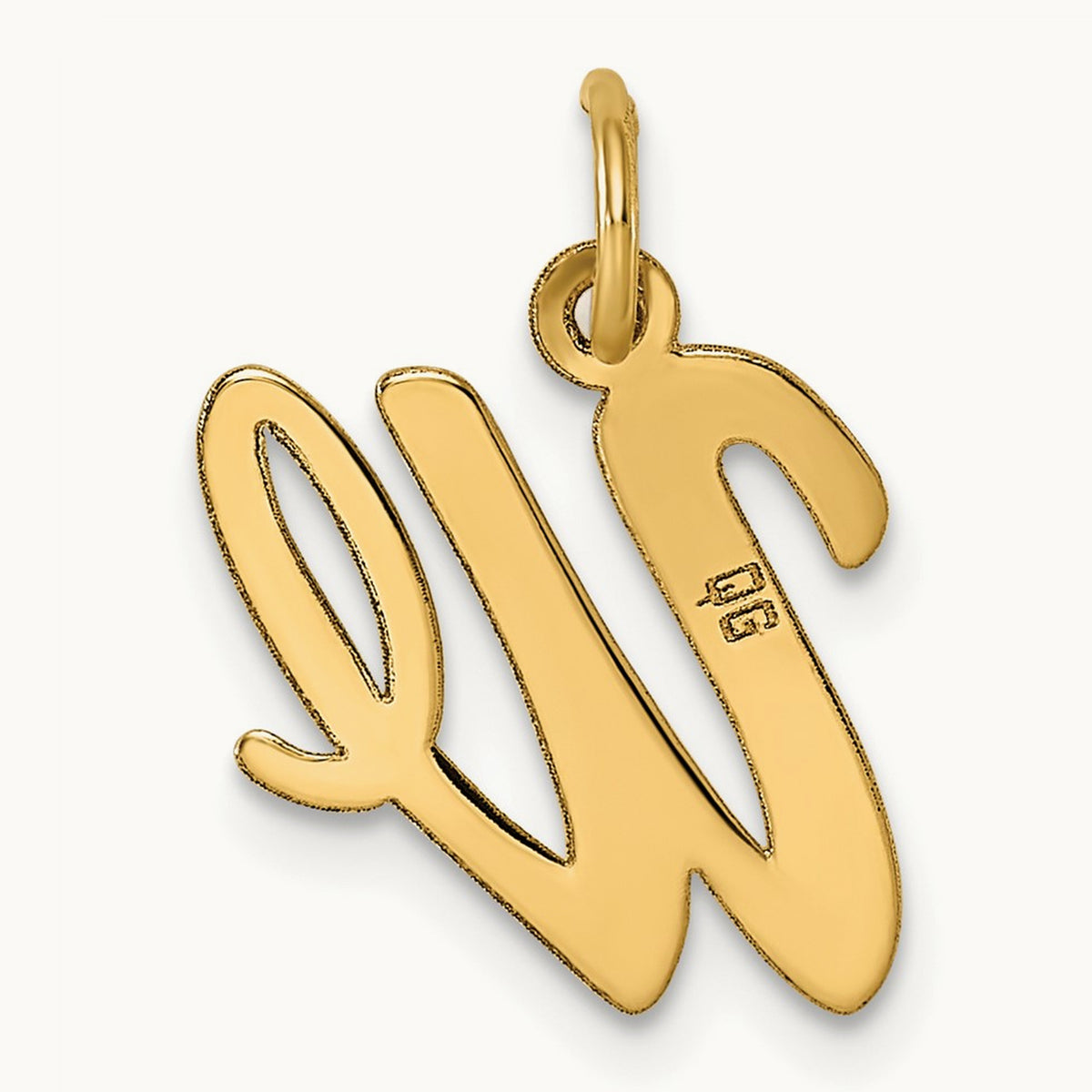 Medium Script Initial Charm — 14K Yellow Gold, W