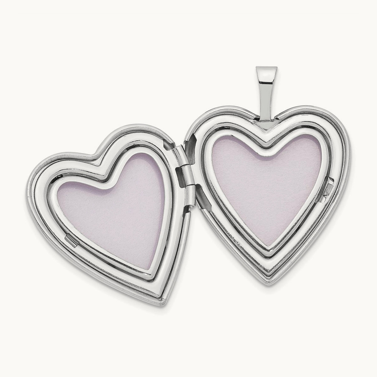 Diamond Polished and Satin Heart Locket — 14K White Gold