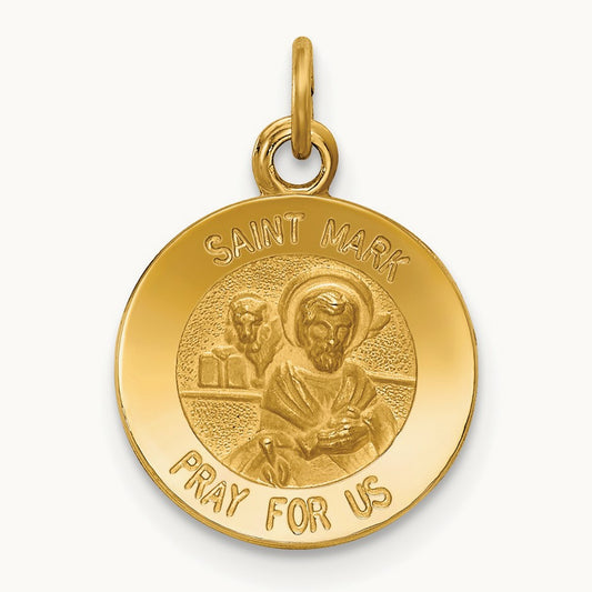 Saint Mark Medal Charm, 14K