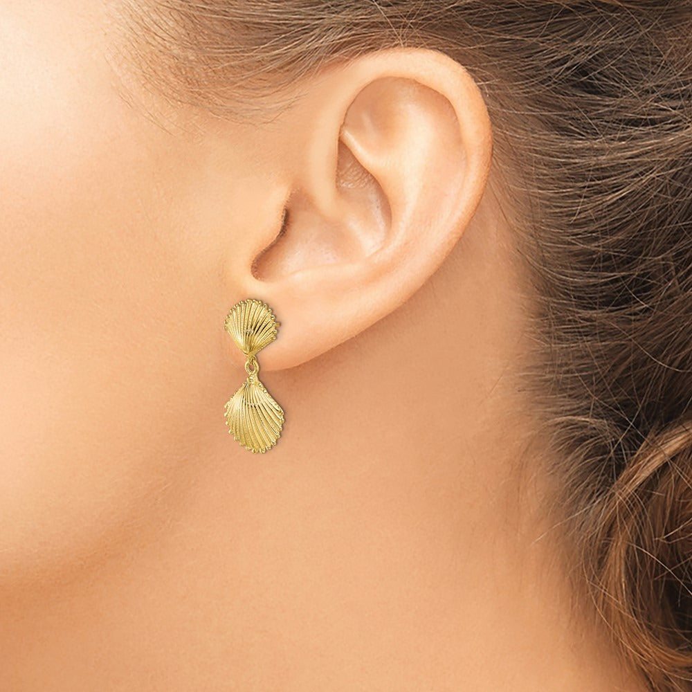 Polished Scallop Shell Dangle Earrings — 29.3mm