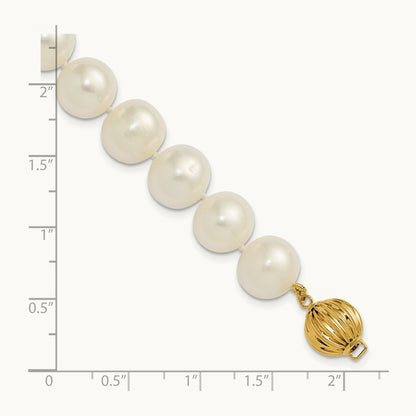 10- Near Rnd Wht Freshwater Cultured Pearl 7.5in Bracelet, 11mm, 14K