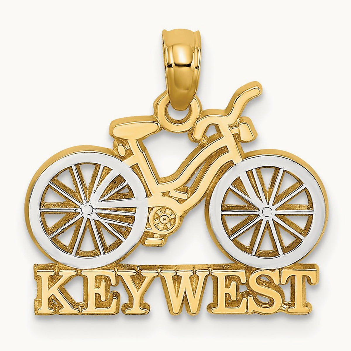 KEY WEST Bicycle Charm, 14K with White Rhodium