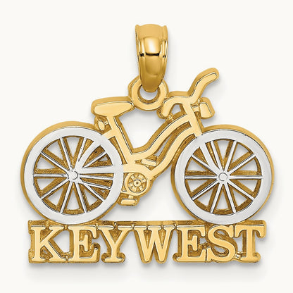 KEY WEST Bicycle Charm, 14K with White Rhodium