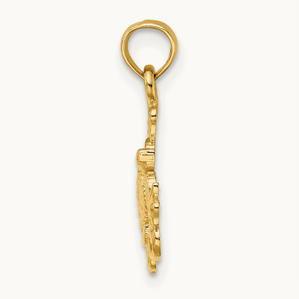 Textured Mini Sea Turtle and Kelp Charm, 14K
