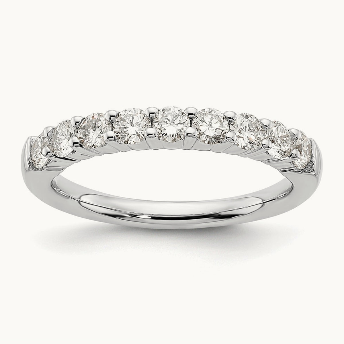 9-Stone Diamond Band, 14K White Gold
