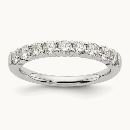 9-Stone Diamond Band, 14K White Gold
