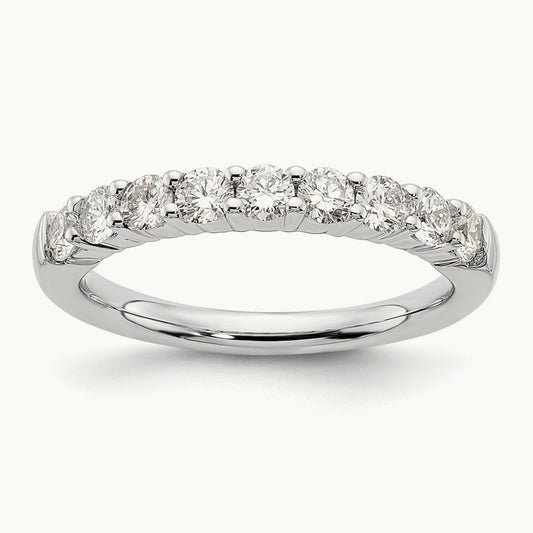 9-Stone Diamond Band, 14K White Gold
