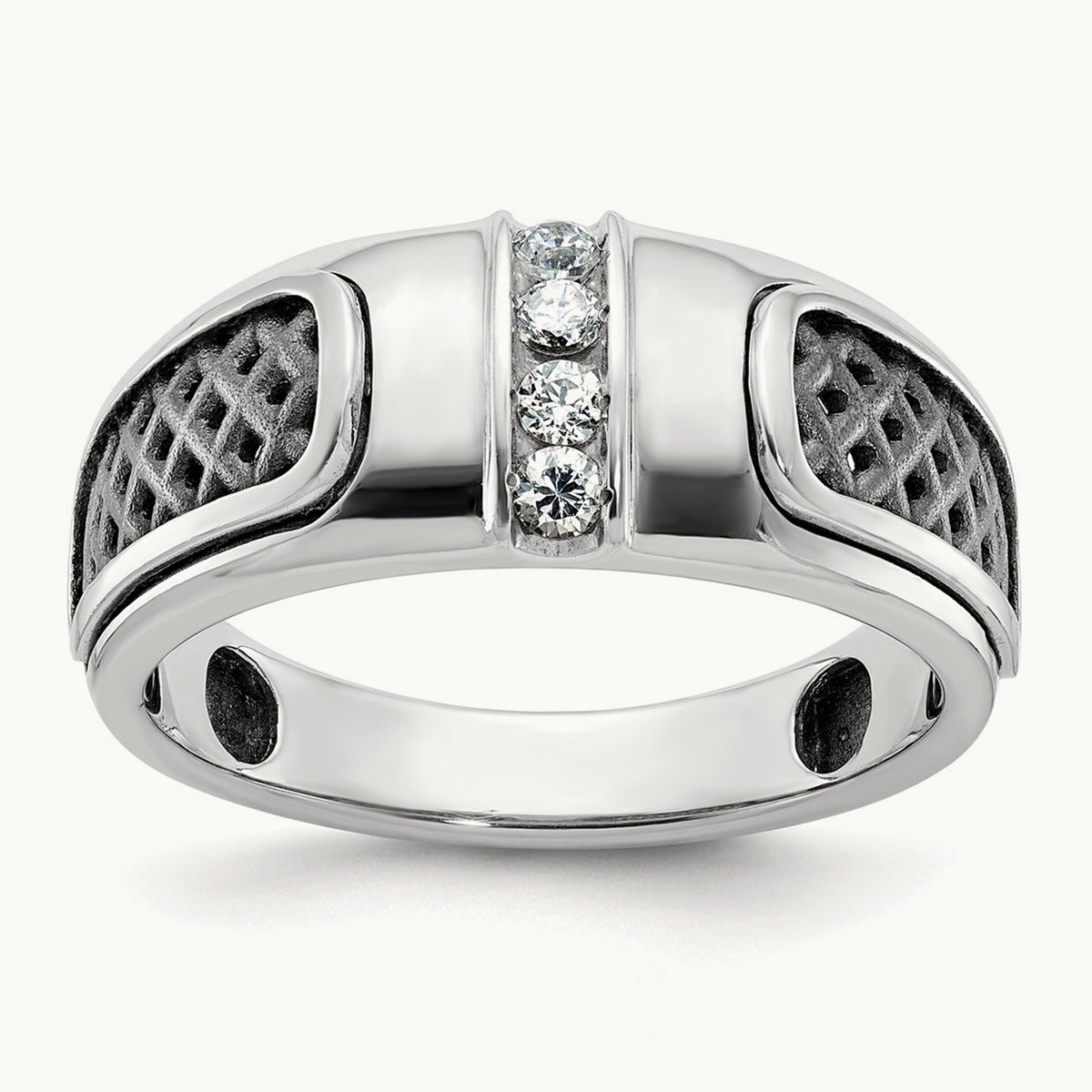 IBGoodman Men's w/Black Rhodium Diamond Complete Ring, 14K White Gold