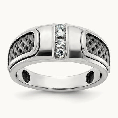 IBGoodman Men's w/Black Rhodium Diamond Complete Ring, 14K White Gold
