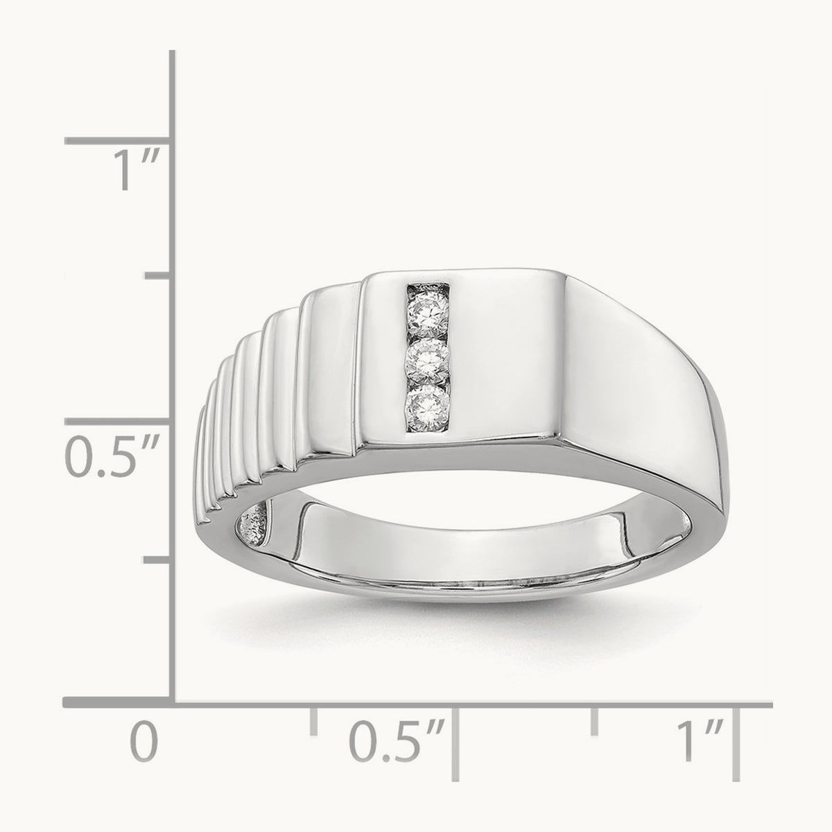 Diamond Mens Ring, 14K White Gold