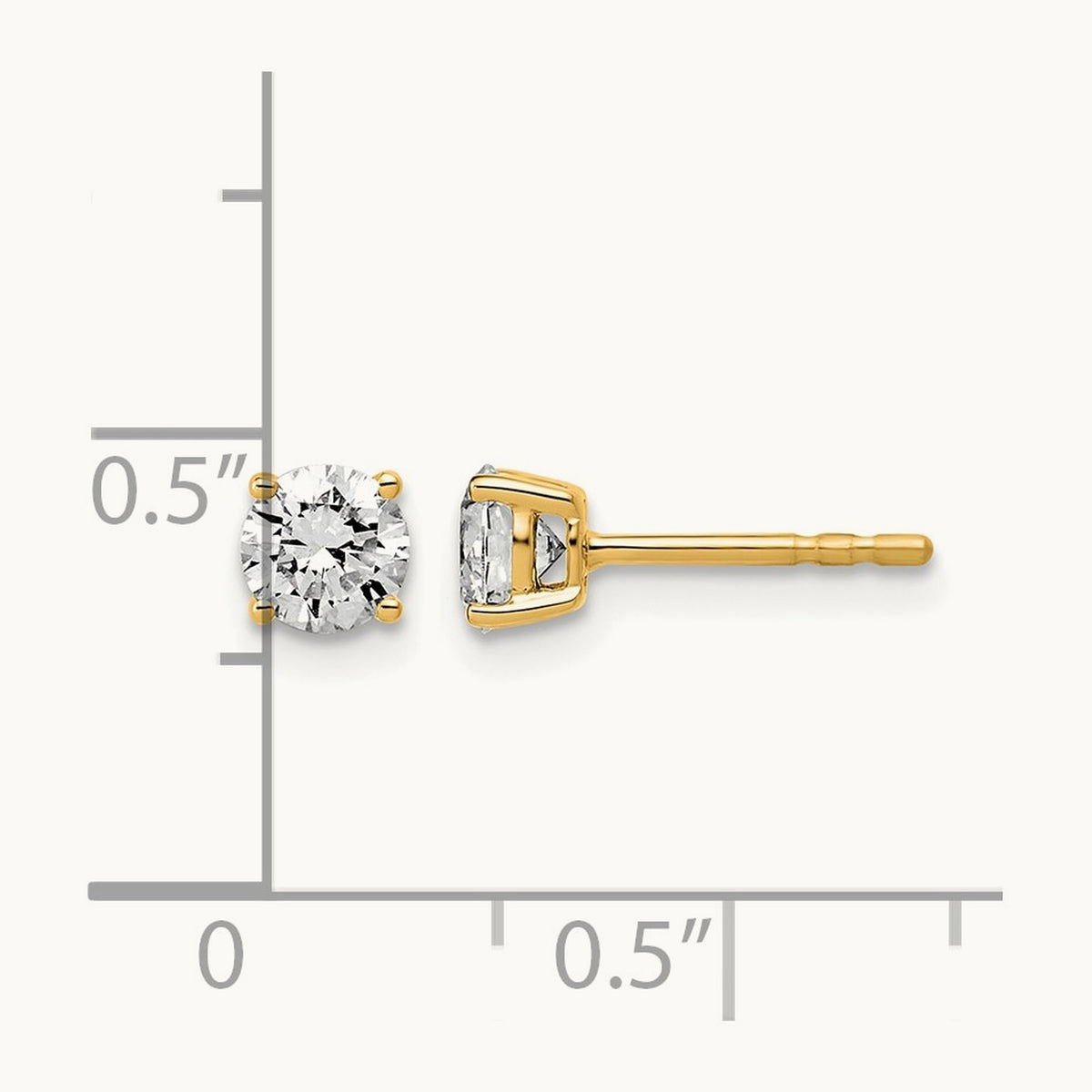 Round Lightweight Earrings, 0.25-6.00 ct tw Lab-Grown Diamond — 3/4 ct, 14K Yellow Gold