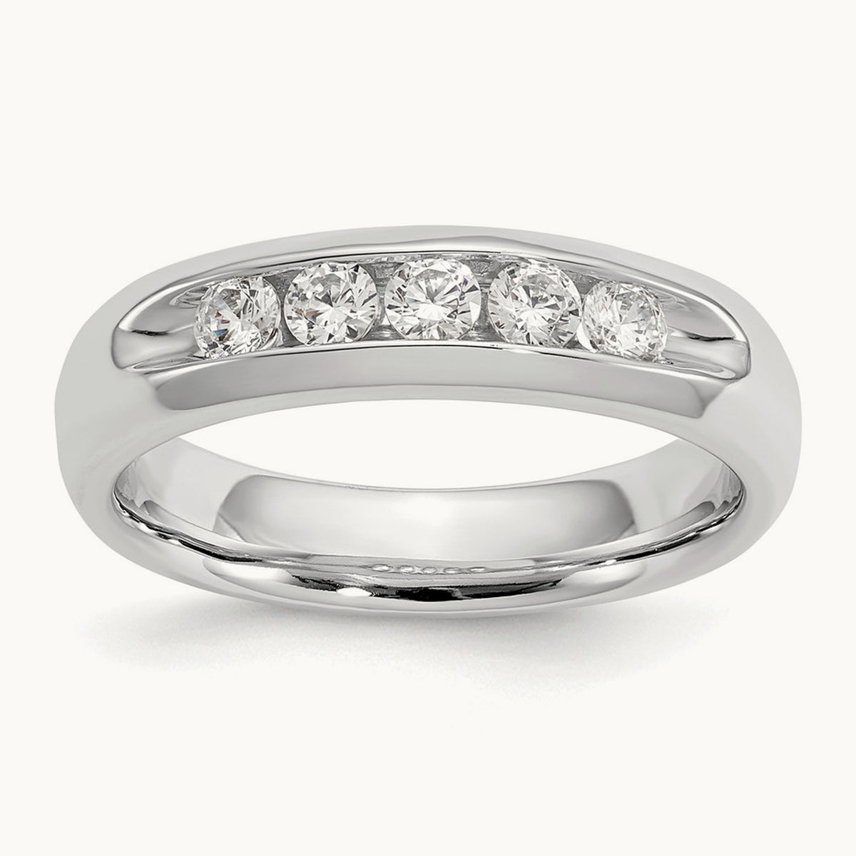 5-Stone Diamond Channel Band, 14K White Gold