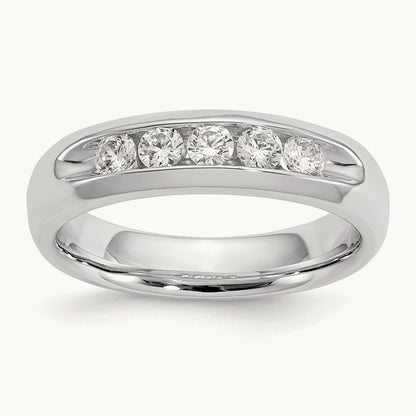 5-Stone Diamond Channel Band, 14K White Gold