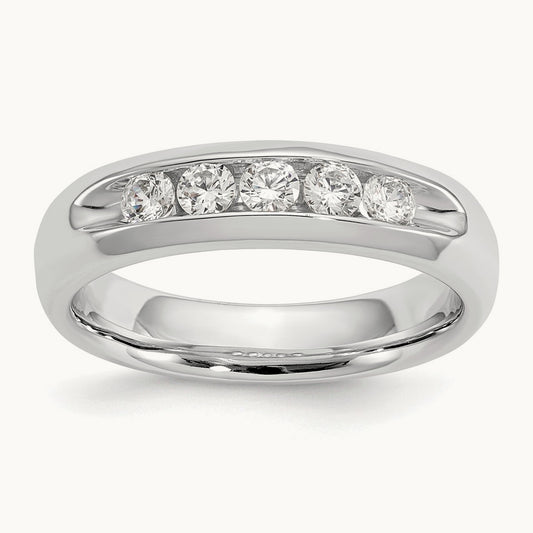 5-Stone Diamond Channel Band, 14K White Gold