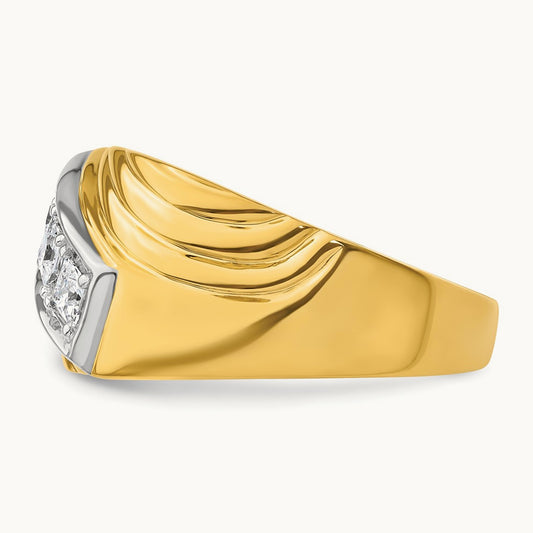 With White RH 3 Stone Men's Ring, 0.50 ct tw Lab-Grown Diamond