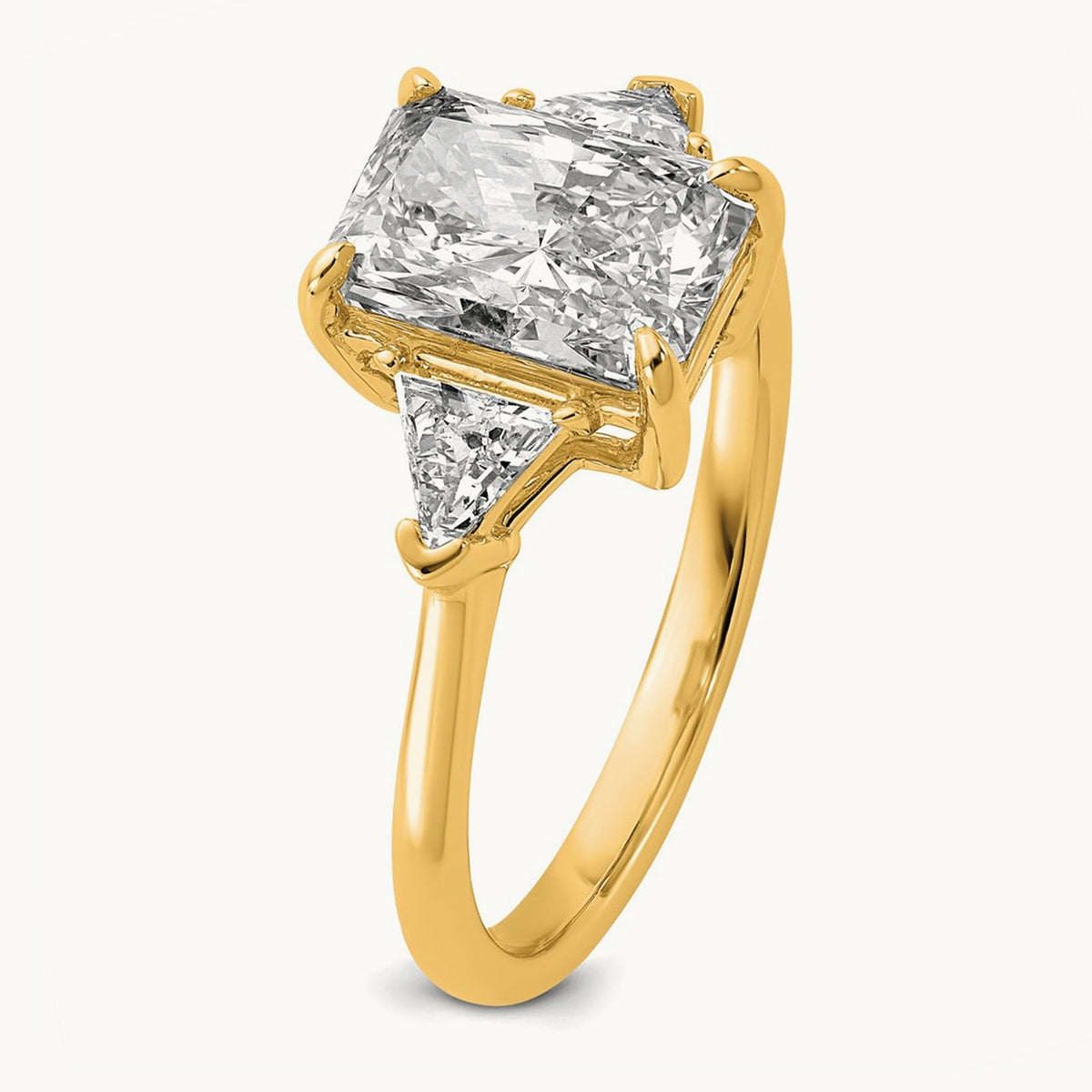 Radiant & Triangle Engagement Ring, 1.25-3.50 ct tw Lab-Grown Diamond — 2 1/2 ct, 14K Yellow Gold