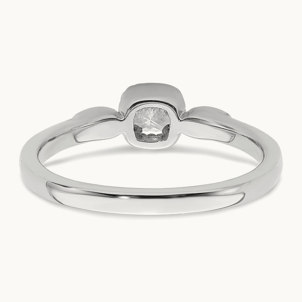 Petite Rope Edge Cushion Complete Dia Ring, 14K White Gold
