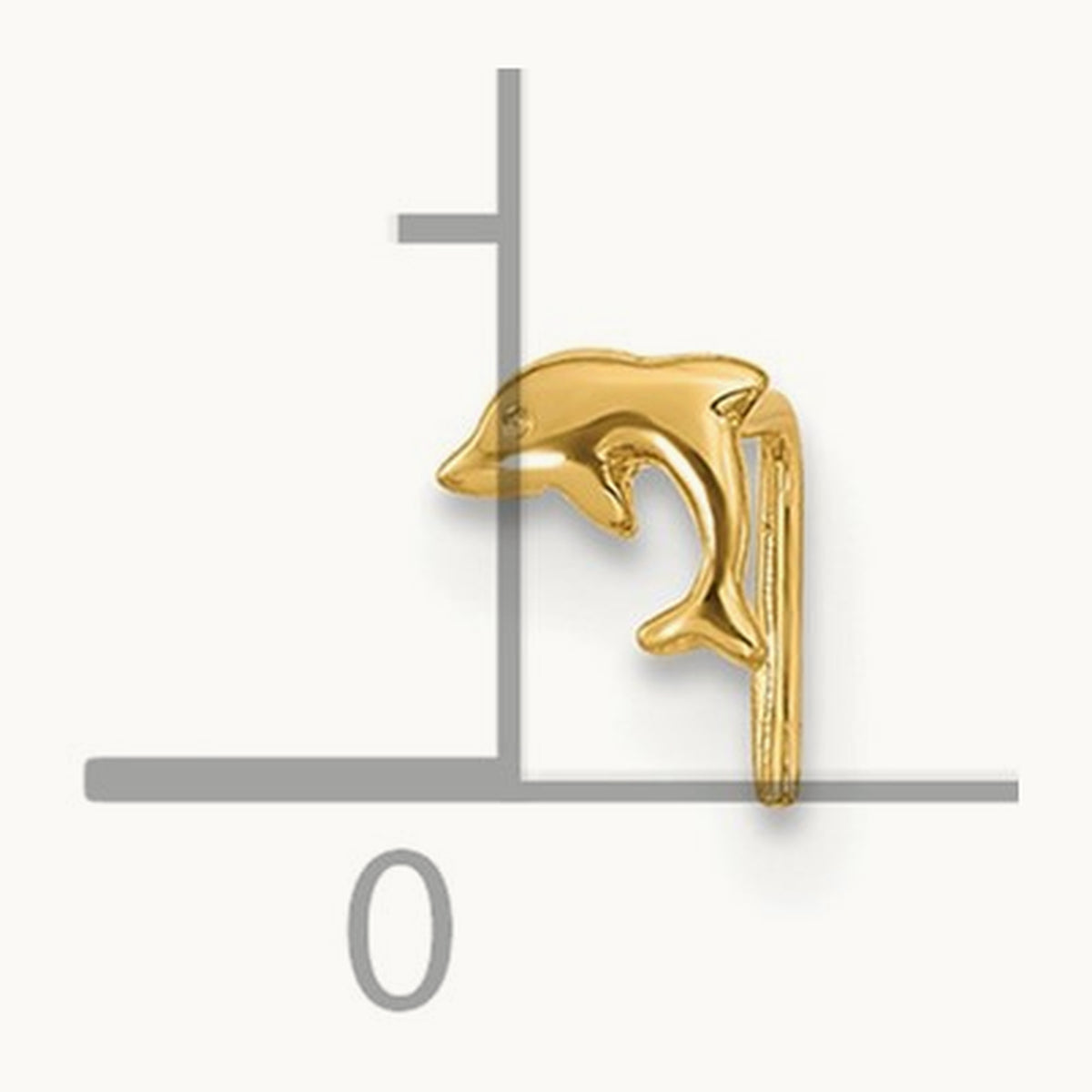 23 Gauge Dolphin Nose Ring, 14K