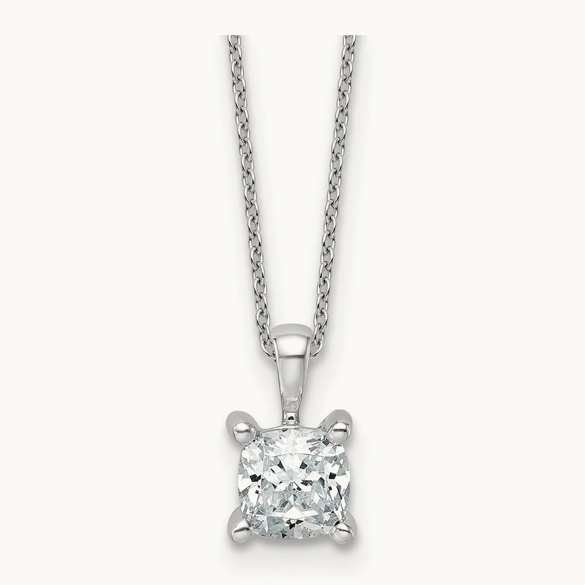 Cushion Pendant Necklace, 0.50-2.00 ct tw Lab-Grown Diamond — 1 ct, 14K White Gold