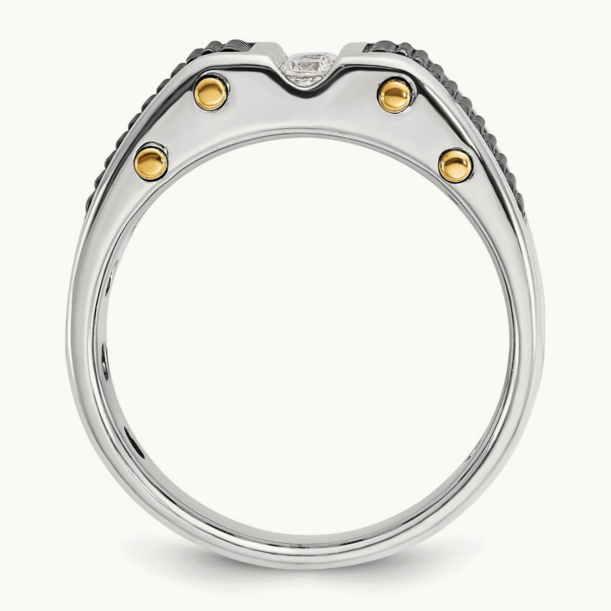 With Blk RH Men's Ring, 0.25 ct tw Lab-Grown Diamond