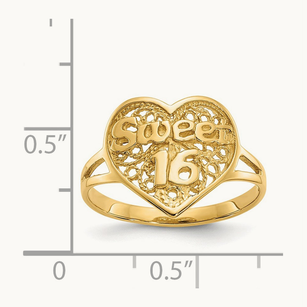 Sweet 16 Heart Ring, 14K