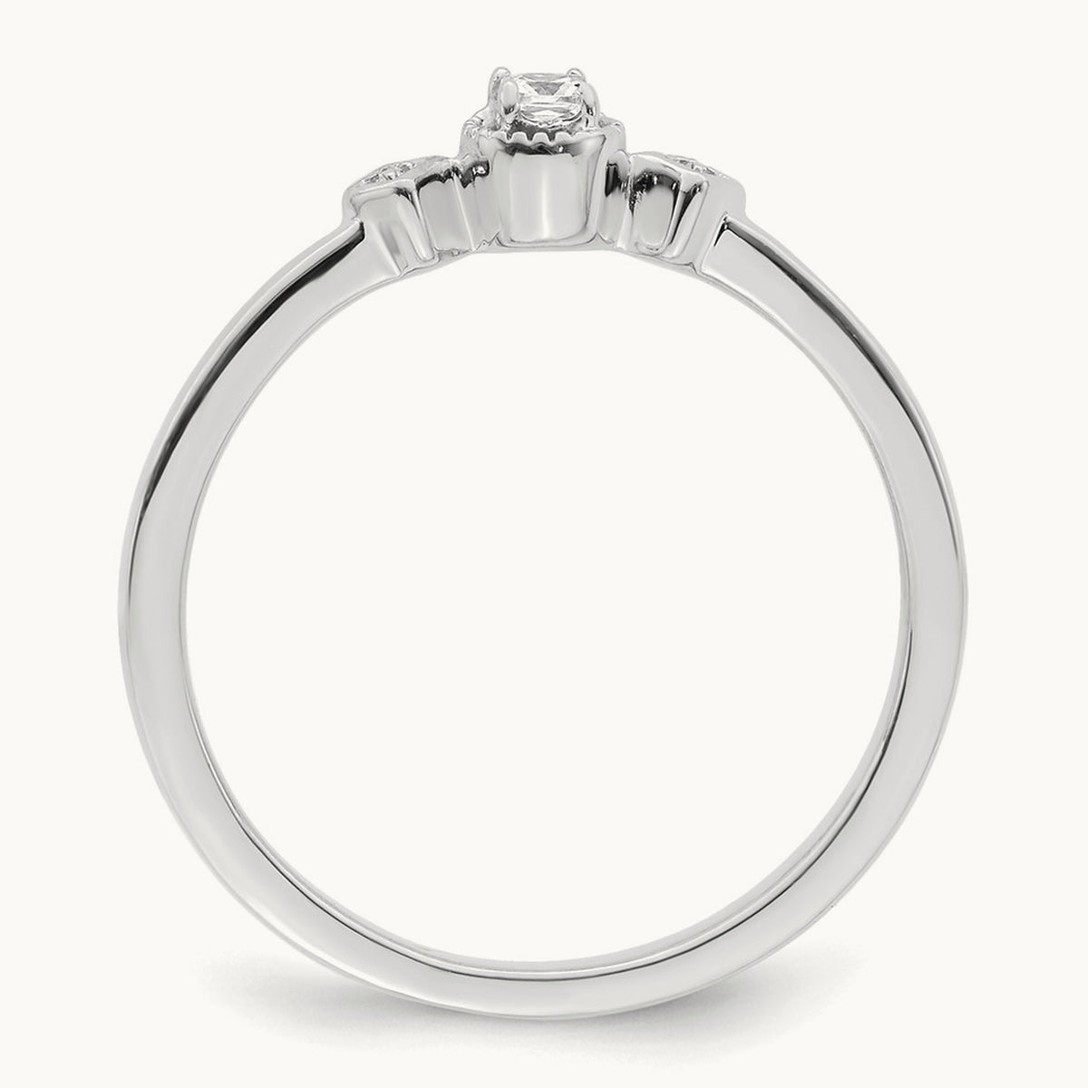 Petite Beaded Edge Cushion Ring, 0.10 ct tw — 14K White Gold