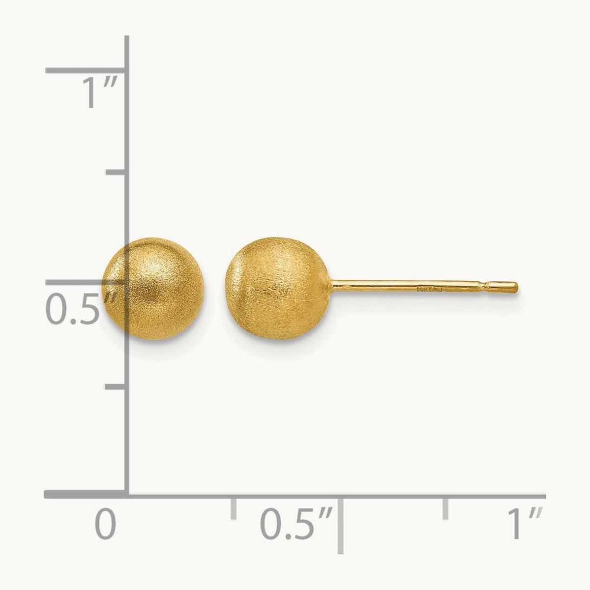 Satin Ball Post Earrings, 6mm, 14K