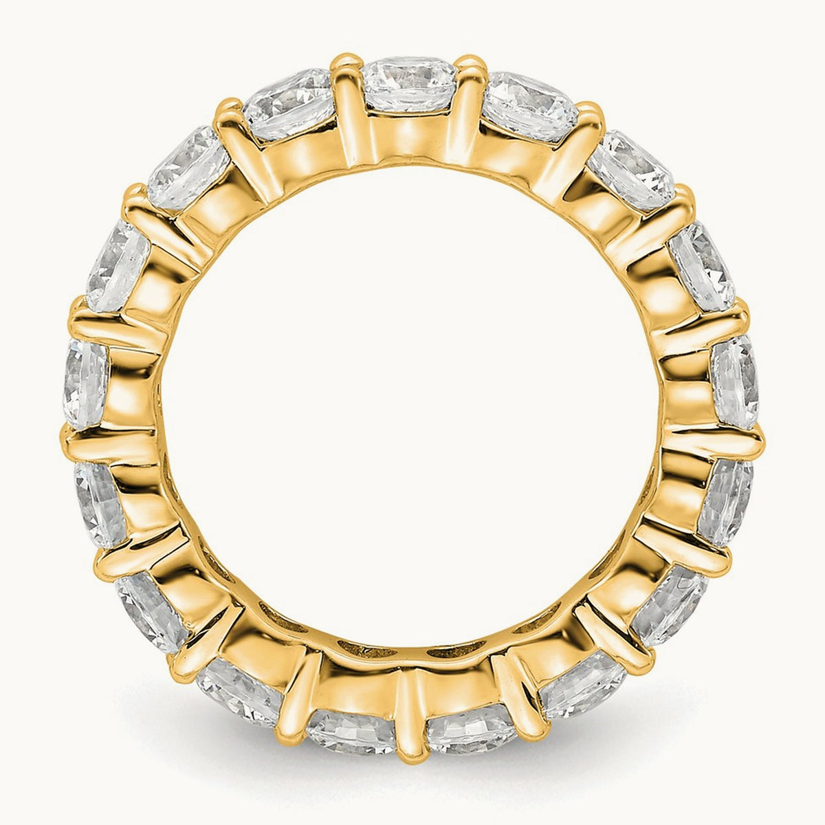 Polished Shared Prong Diamond Eternity Band, 3.00 ct tw — 14K Yellow Gold