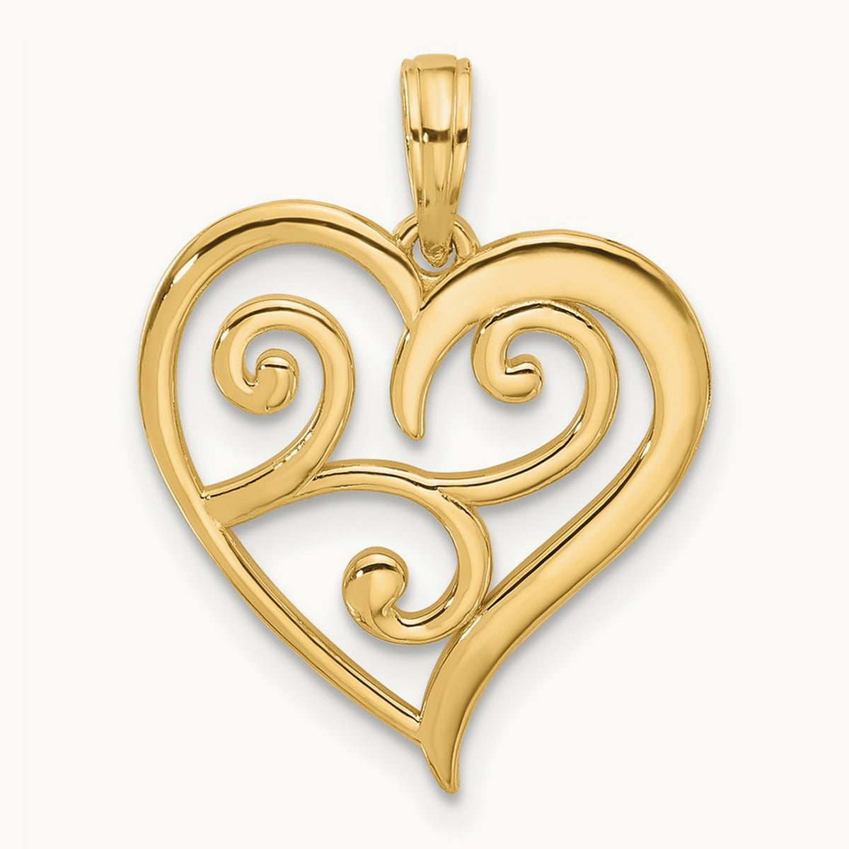 Fancy Heart Charm, 14K