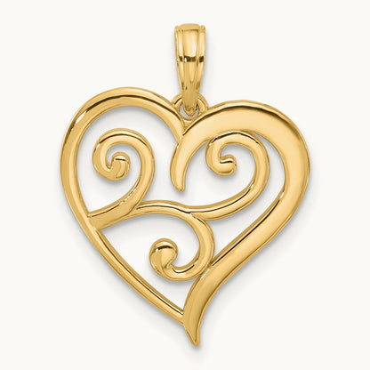 Fancy Heart Charm, 14K