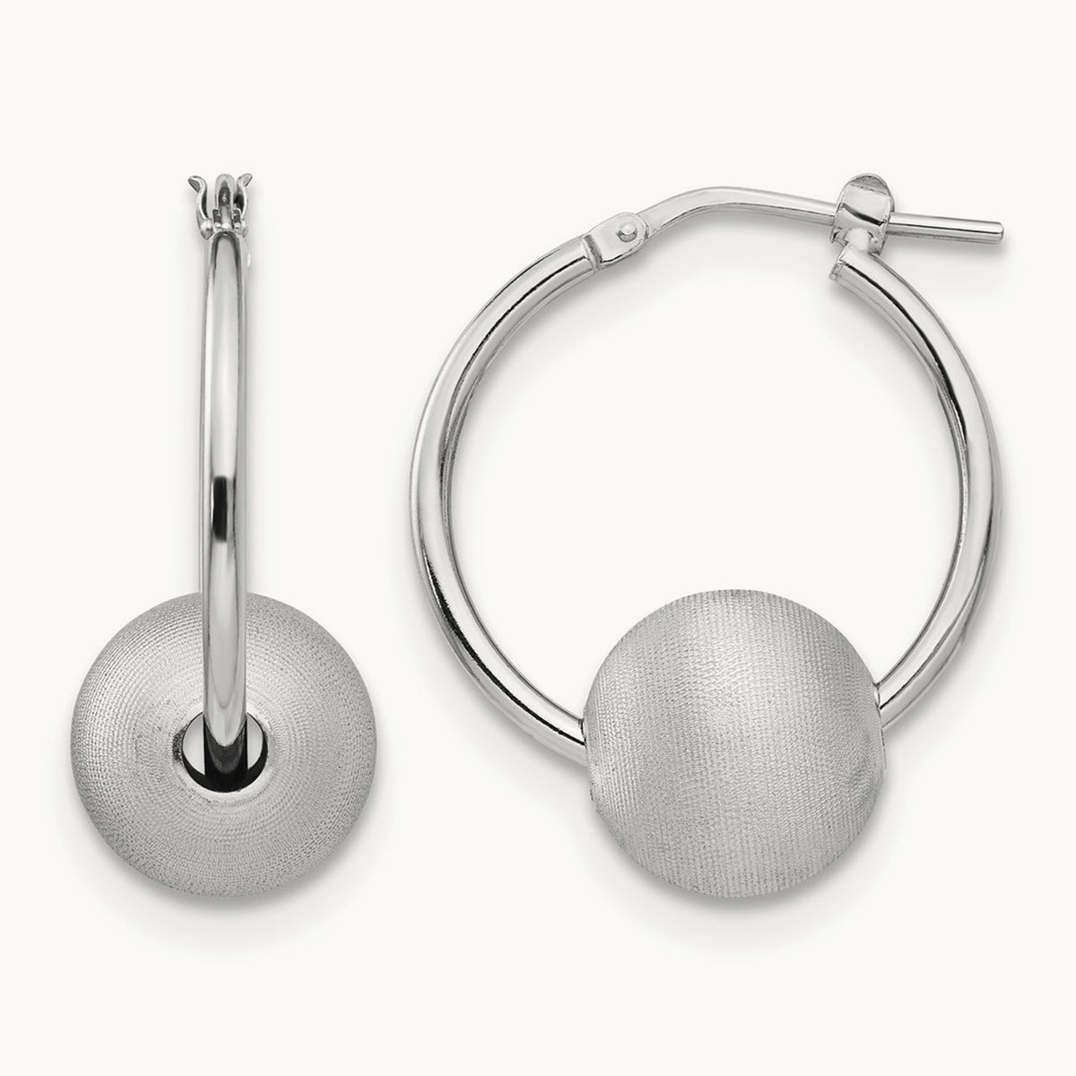 SS RH-plated Radiant Essence Brushed & Polished Hoop Earrings — Leslie's