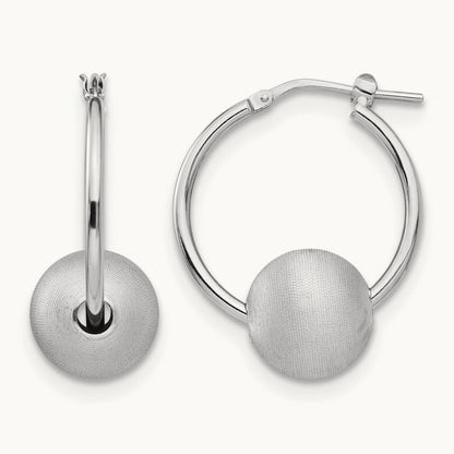 SS RH-plated Radiant Essence Brushed & Polished Hoop Earrings — Leslie's