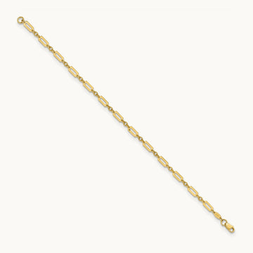 Polished Fancy Rectangle Link 7.5in Bracelet — 14K Yellow Gold