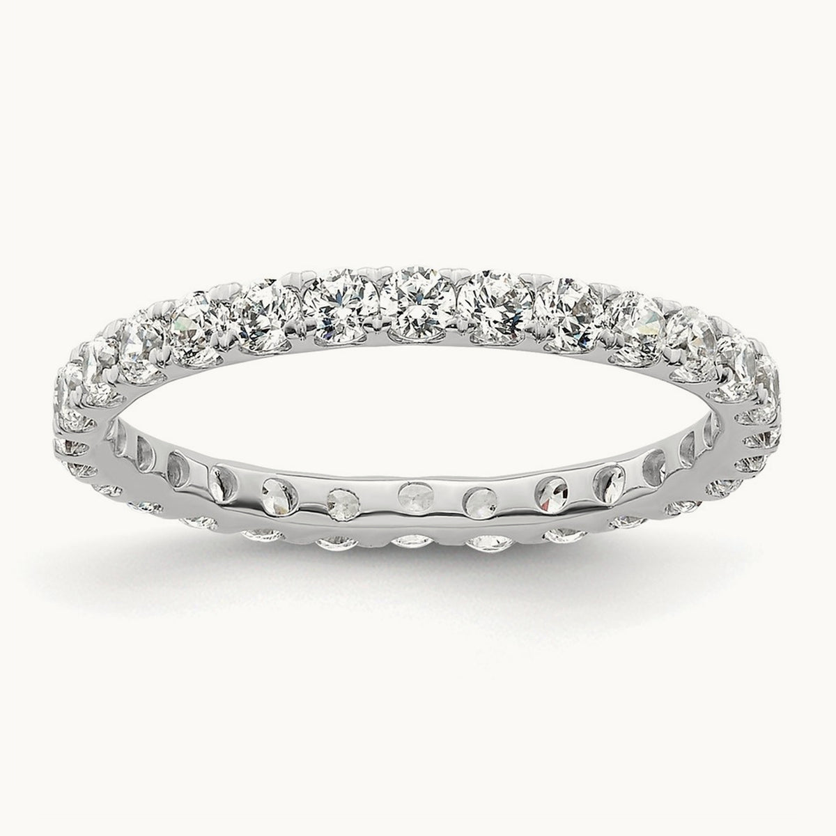 Polished U Shared Prong Diamond Eternity Band, 1.00 ct tw — 14K White Gold