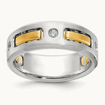 3 Stone Men's Ring, 0.15 ct tw Lab-Grown Diamond